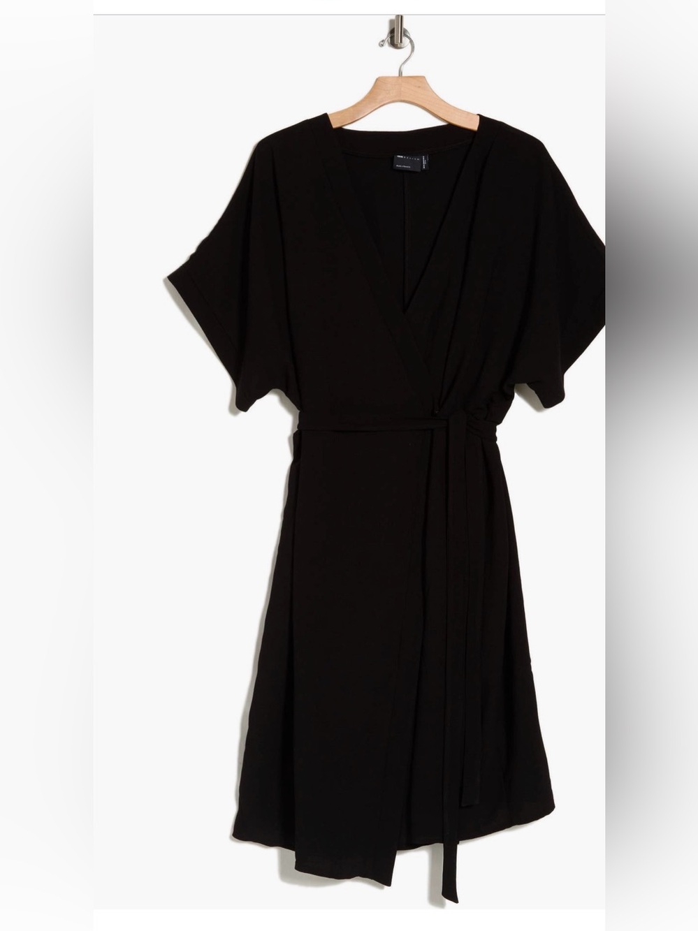 ASOS Black Wrap Midi Dress with Belt